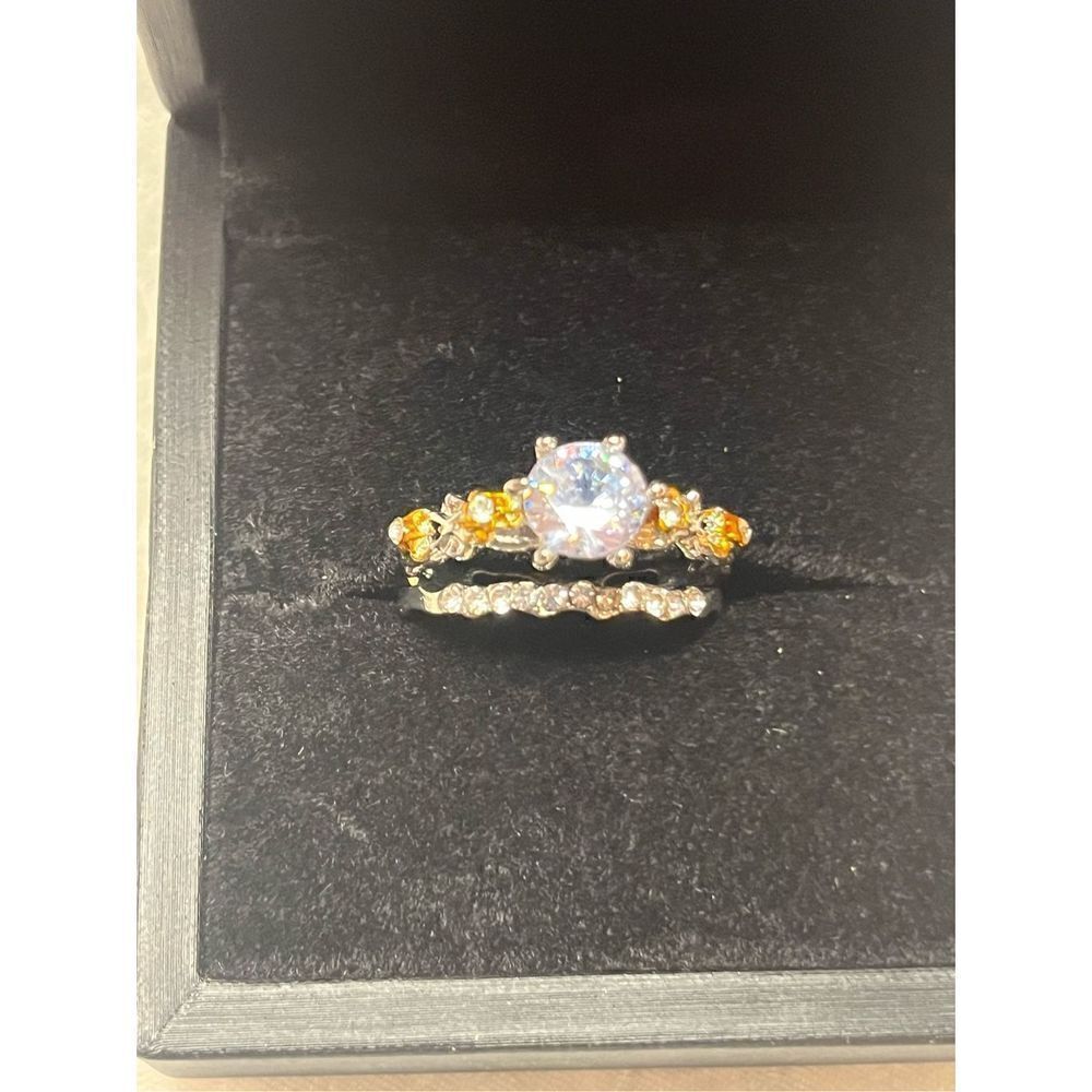 Sterling Silver Cubic Zirconia Ring and Band Size 8 NEW